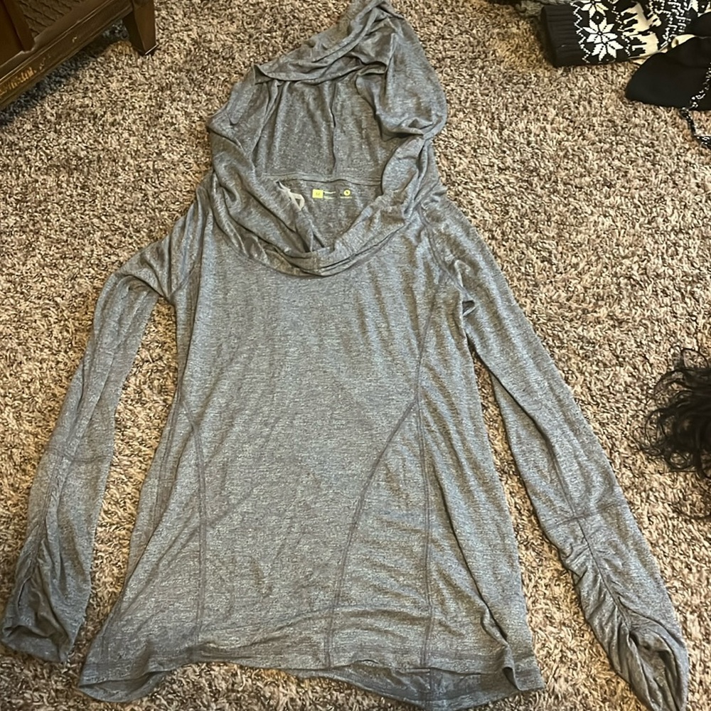 Target brand work out top with hood and thumb holes